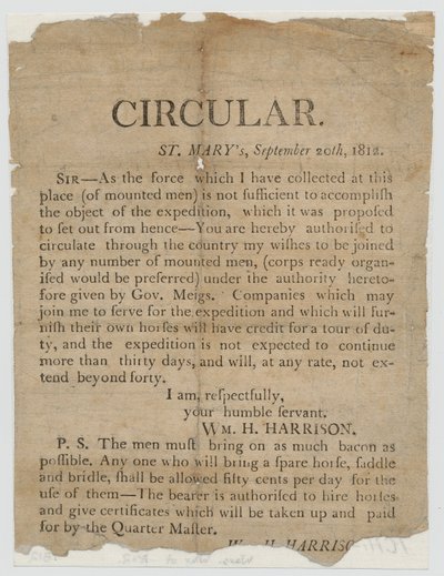 Recruitment Poster for the War of 1812 by American School